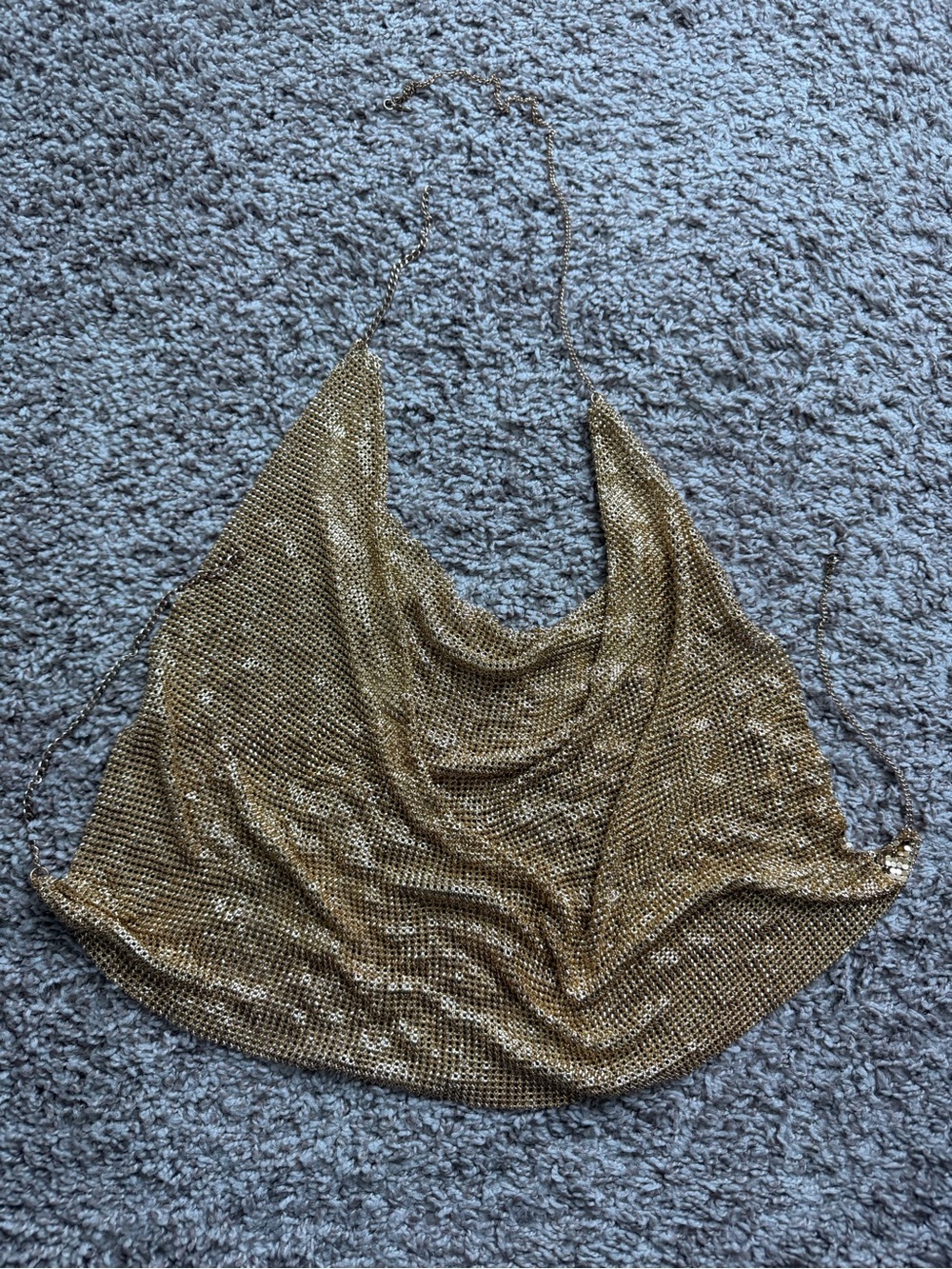 Gold Metallic Chainmail Halter Top